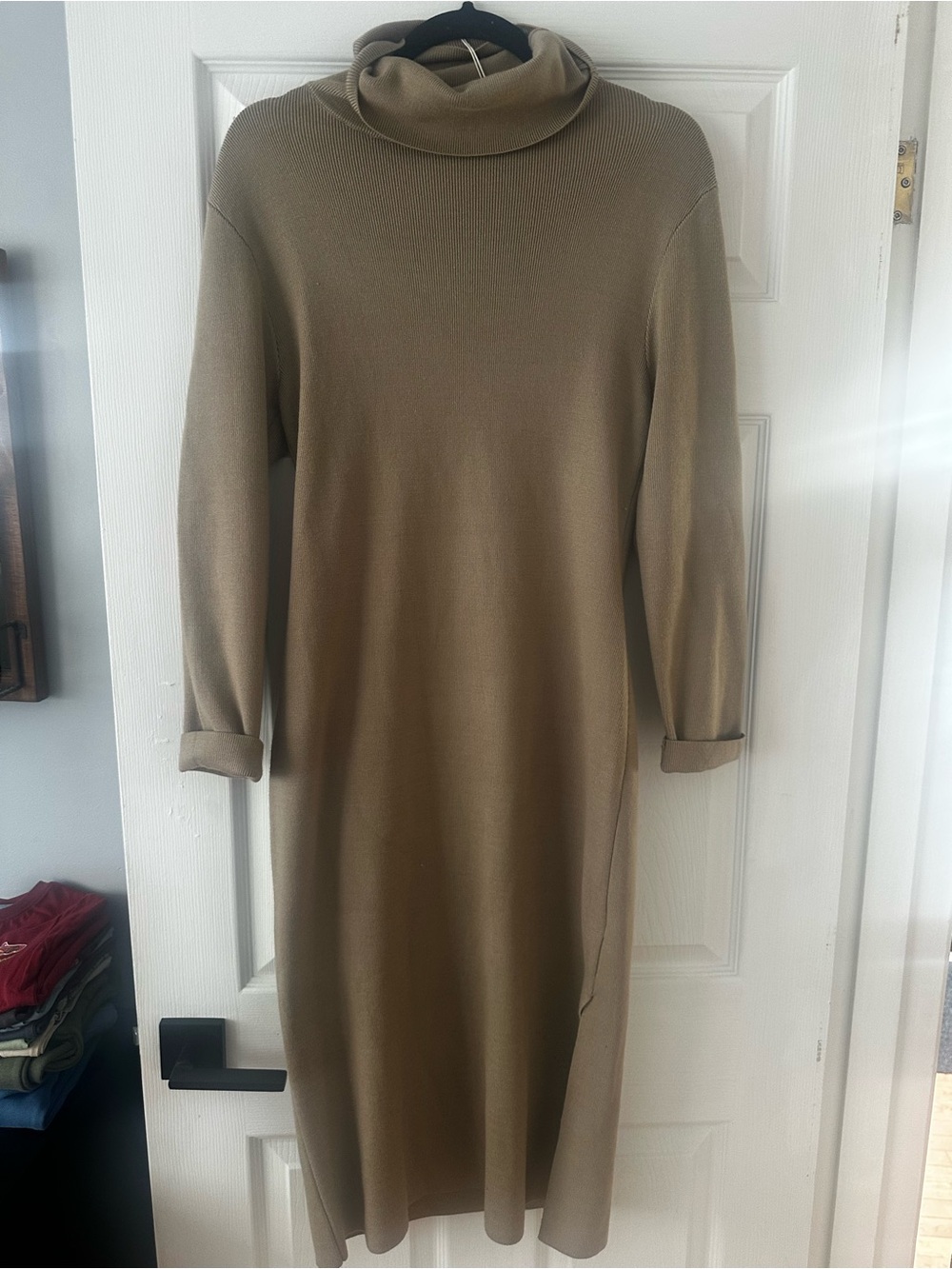 Frank & Oak Taupe Turtleneck Knit Midi Dress